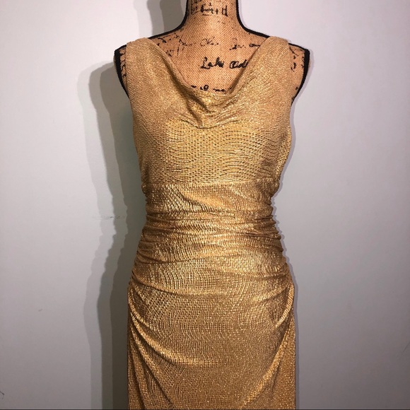 Lauren Ralph Lauren Metallic Gold Dress Size 6 - Picture 3 of 14